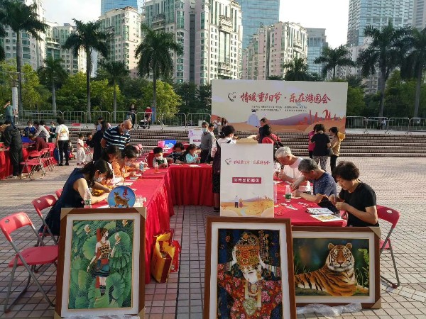 乐发IV掐丝珐琅画DIY 情暖重阳节 乐在游园会