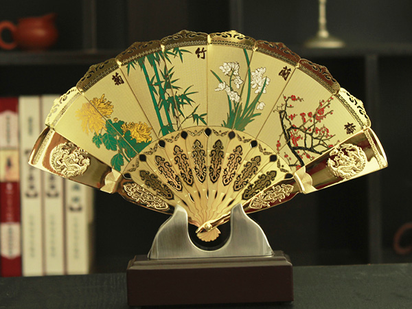 梅兰竹菊工艺金扇