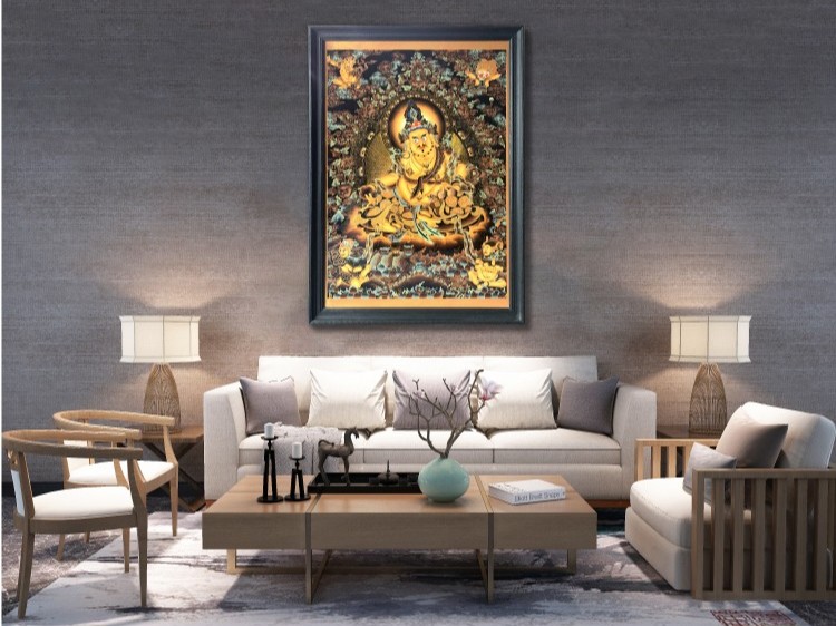 景泰蓝黄财神唐卡