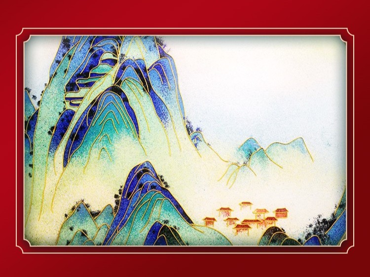 千里江山景泰蓝圆盘 千里江山景泰蓝圆盘